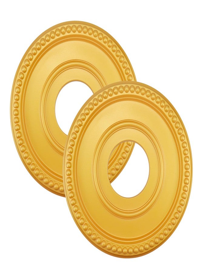 Chinflly 2 Pieces PU Ceiling Medallion,Ceiling Cover Plate Round Home Lighting Ceiling Medallion Decorative Ring for Light Fixtures Ceiling Fans Chandeliers,Gold - Image 1